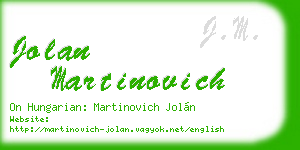 jolan martinovich business card